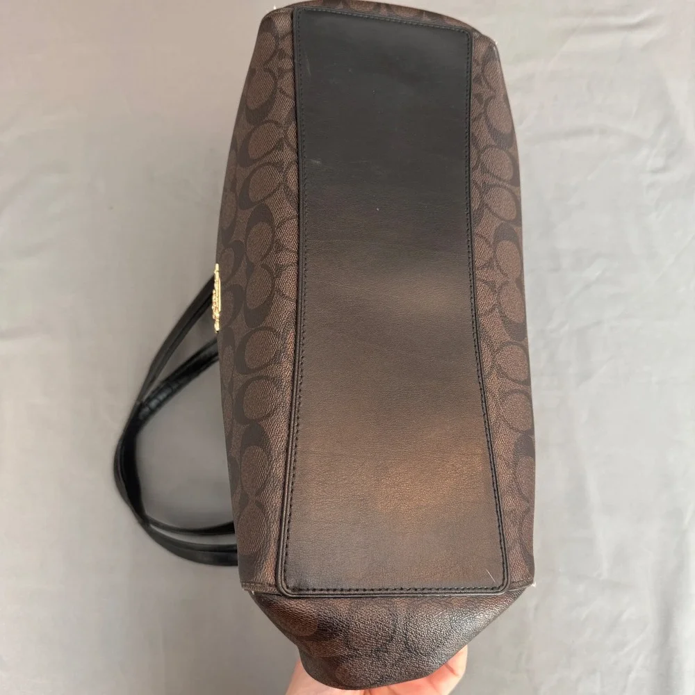 Coach Lexy Shoulder Bag Signature Coated Canvas Brown Black Monogram - Picture 3 of 12